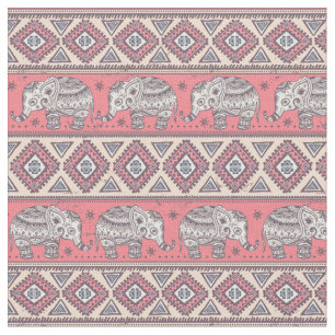 Pink Ethnic Elephant Pattern Fabric