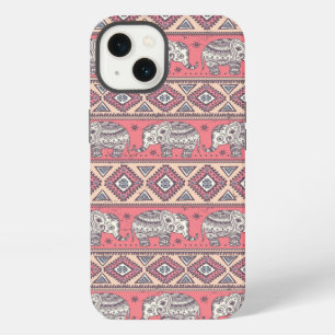Pink Ethnic Elephant Pattern iPhone 13 Case