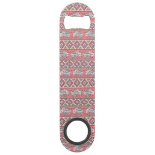 Pink Ethnic Elephant Pattern Speed Bottle Opener