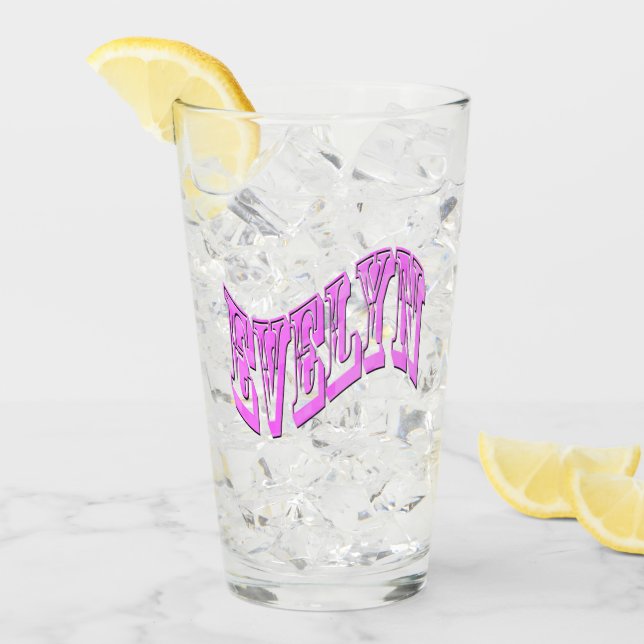 Pink Evelyn Name Logo, Glass (Front Ice)