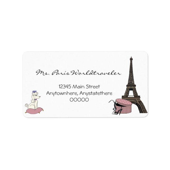 Pink Evening in Paris Eiffel Tower Address Label (Front)
