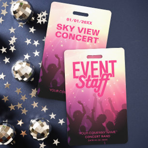 Pink Event Staff Badge for Concert or Festival