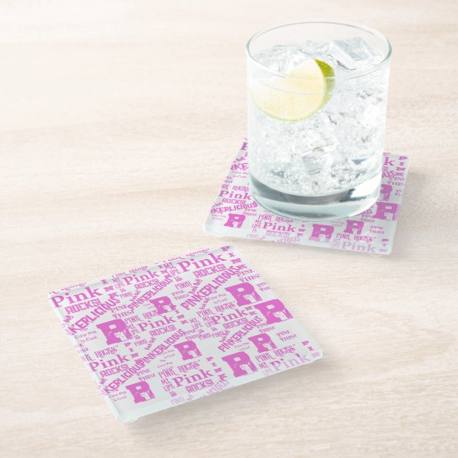 PINK EVERYTHING  GLASS COASTER (Angled)