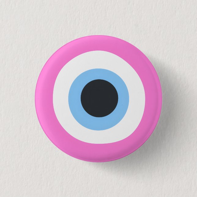 pink evil eye  1 inch round button (Front)