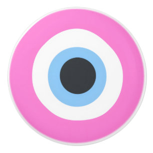 pink evil eye ceramic knob 