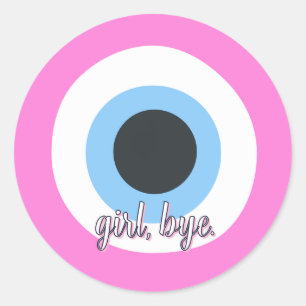 pink evil eye customizable classic round sticker