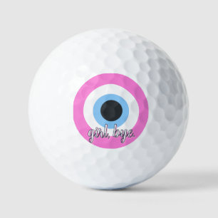 pink evil eye customizable  golf balls