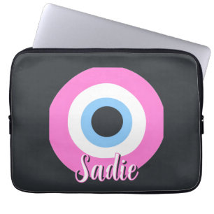 pink evil eye customizable laptop sleeve