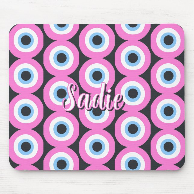pink evil eye customizable  mouse pad (Front)