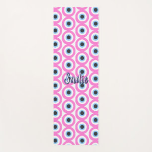 pink evil eye customizable yoga mat