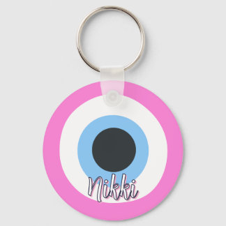 pink evil eye Keychain || customizable