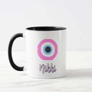 pink evil eye mug customizable