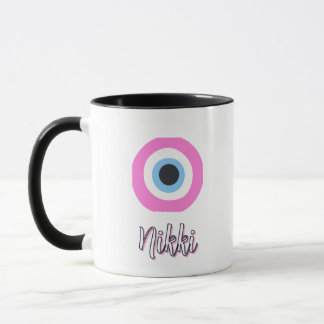 pink evil eye mug || customizable