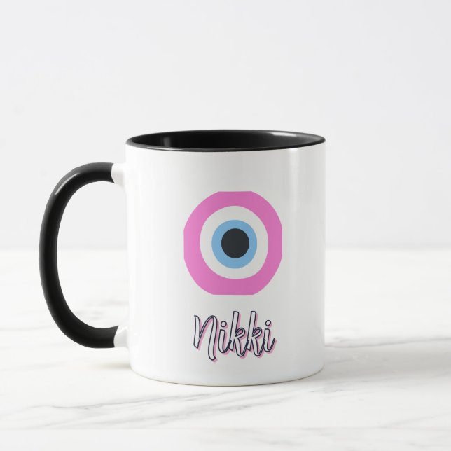 pink evil eye mug || customizable  (Left)