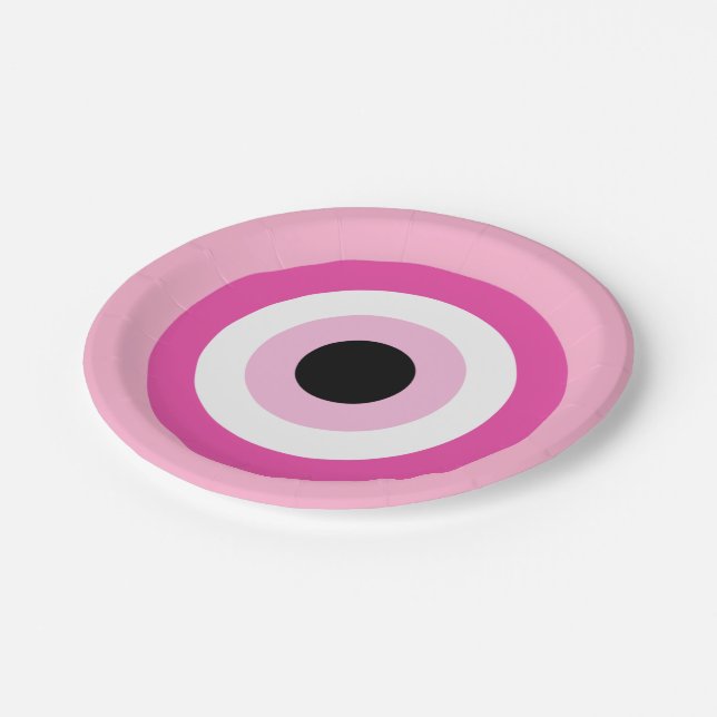 Pink Evil Eye Paper Plate (Angled)