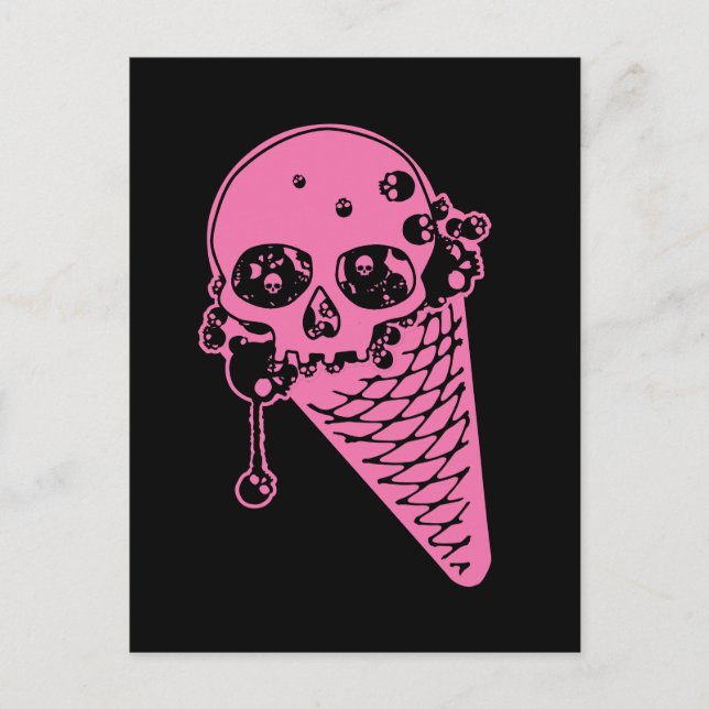 Pink Evil Ice Cream Cone Postcard (Front)