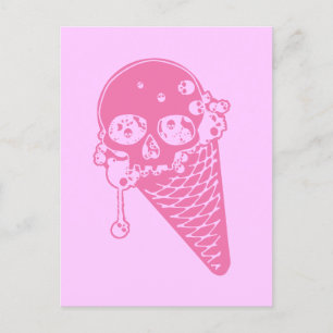 Pink Evil Ice Cream Cone Postcard