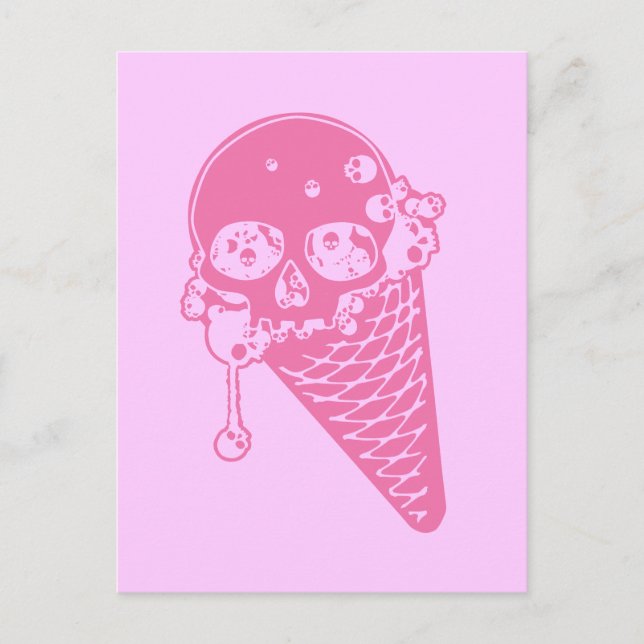 Pink Evil Ice Cream Cone Postcard (Front)