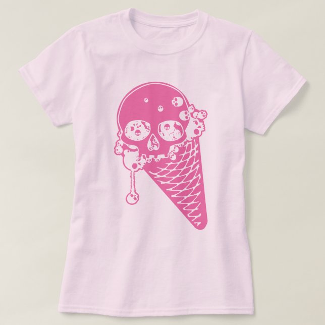Pink Evil Ice Cream Cone T-Shirt (Design Front)