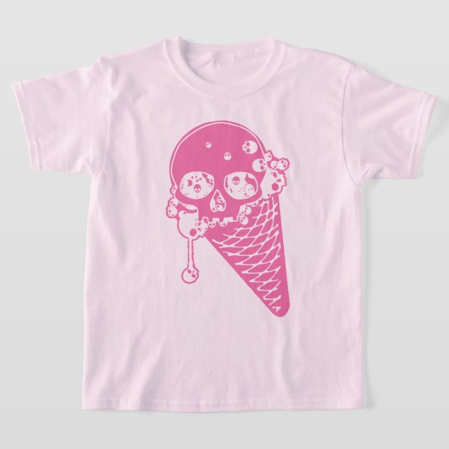 Pink Evil Ice Cream Cone T-Shirt (Laydown)