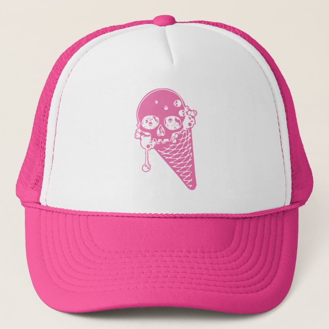 Pink Evil Ice Cream Cone Trucker Hat (Front)