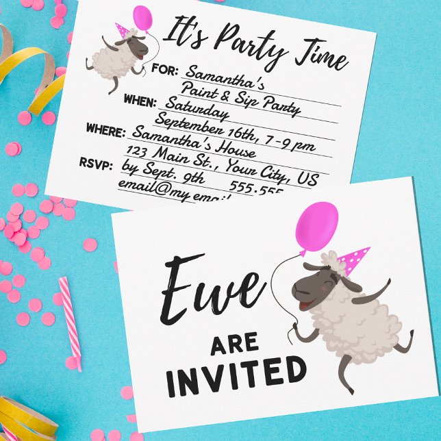 Pink Ewe Are Invited All Occasion Party Invitation (Creator Uploaded)