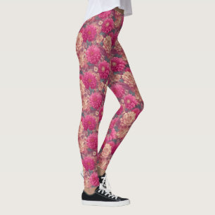 Pink Exercise Dahlias Flower Gifts For Sister Leggings
