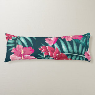 Pink Exotic Flowers design Body Pillow