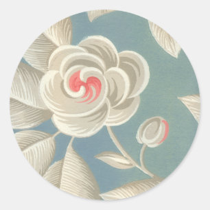 Pink Eye Rose Vintage Wallpaper Classic Round Sticker