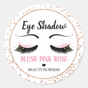 Pink Eye Shadow Glitter Lashes Sticker Label