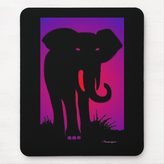 Pink Eyed Elephant Mouse Pad (Front)