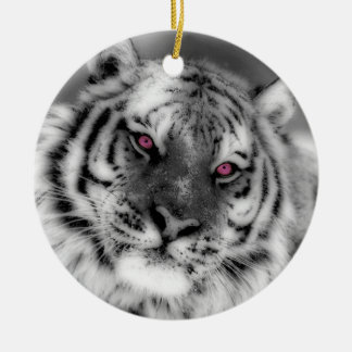 Pink Eyed Tiger Ceramic Ornament