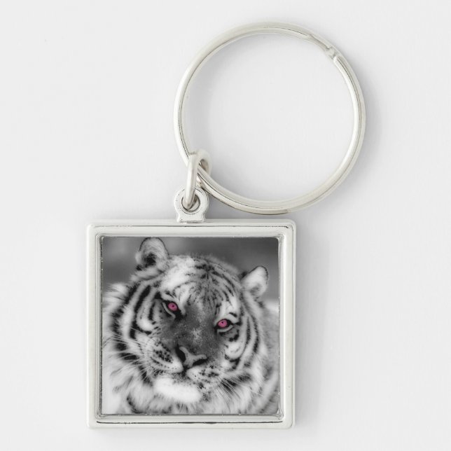 Pink Eyed Tiger Keychain (Front)
