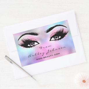 Pink Eyelashes Makeup Artist Holograph Sticker