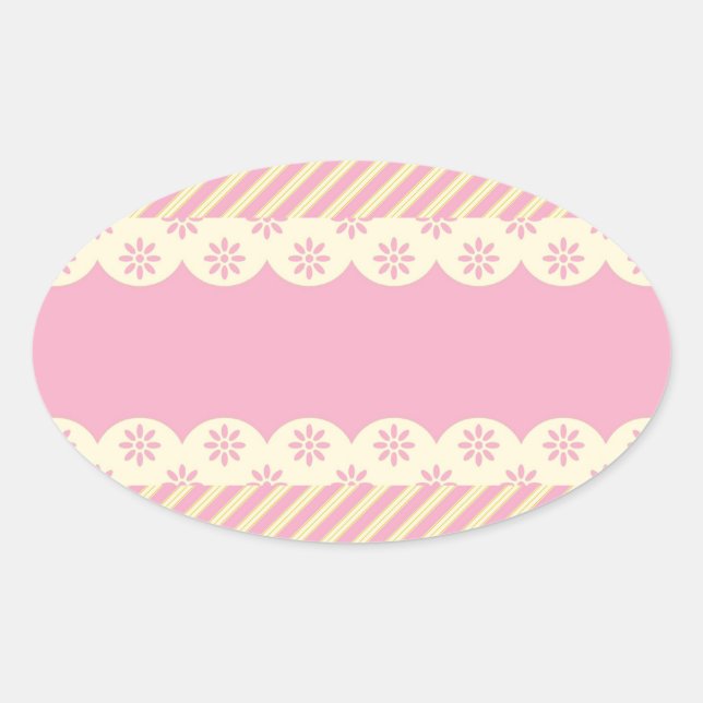 Pink  Eyelet Background Oval Sticker (Front)