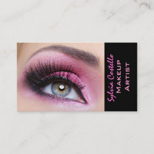 Pink eyeshadow long lashes eyemakeup artist card