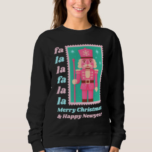 Pink Fa La La Nutcracker Christmas Postage Stamp Sweatshirt