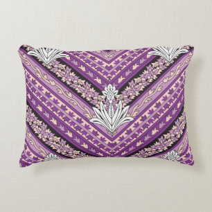 Pink fabric featuring intricate purple and white f accent pillow