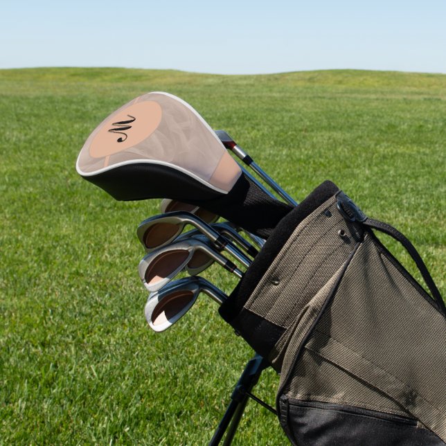 Pink Fabric Textured print monogram Golf Head Cover (In Situ)
