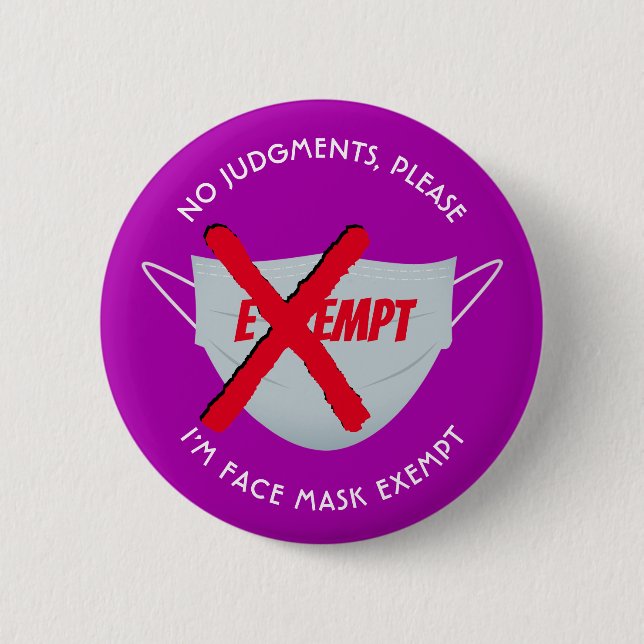 Pink | FACE MASK EXEMPT 2 Inch Round Button (Front)