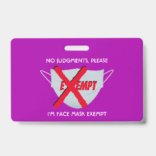 Pink   FACE MASK EXEMPT Badge