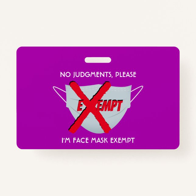 Pink | FACE MASK EXEMPT Badge (Front)