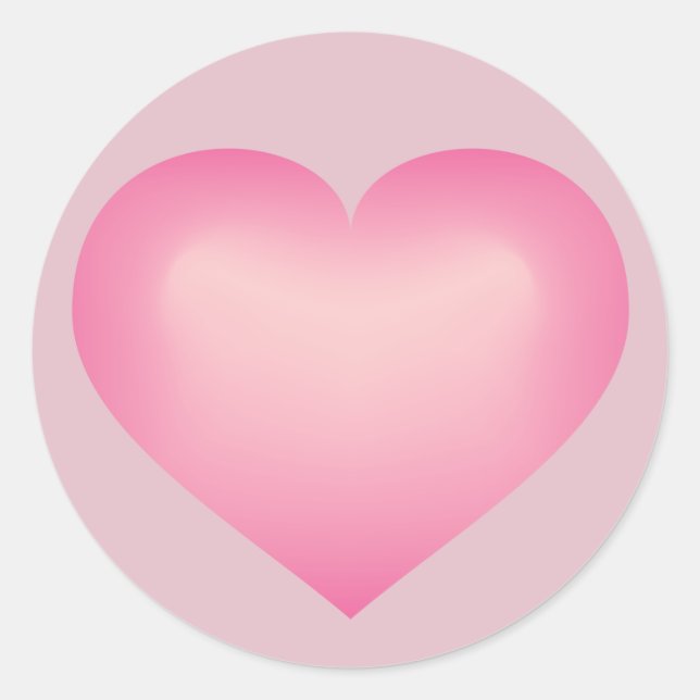 Pink Fade Heart Classic Round Sticker (Front)