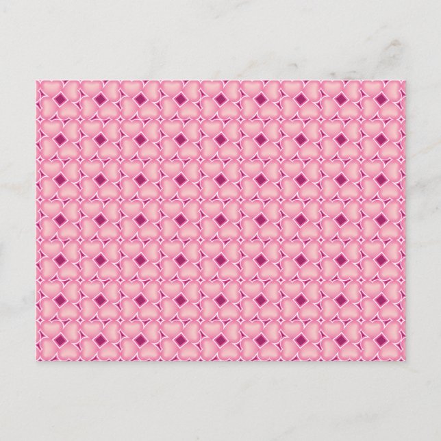 Pink fade hearts tile pattern postcard (Front)