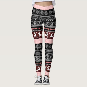 Pink Fair Isle Pattern Leggings