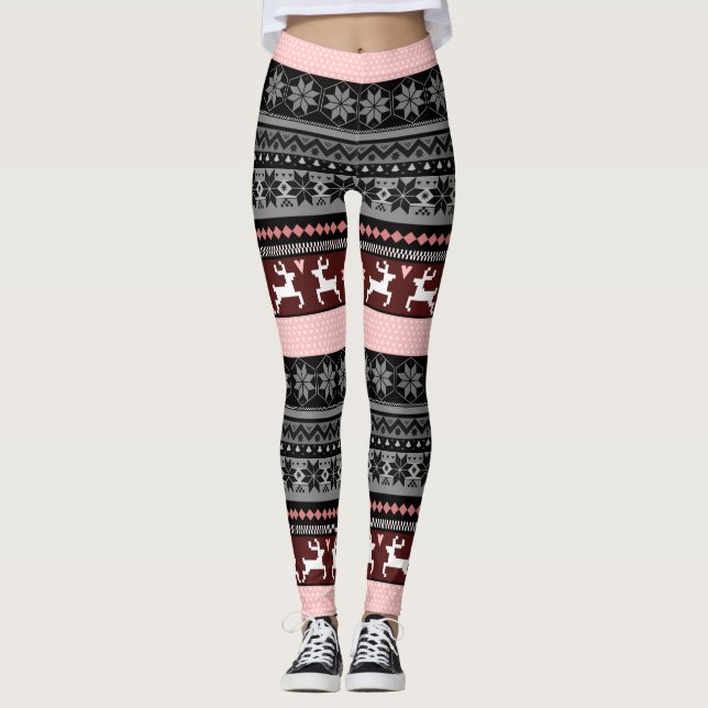 Pink Fair Isle Pattern Leggings (Front)