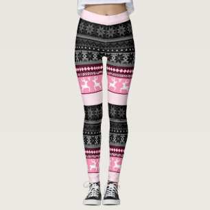 Pink Fair Isle Pattern Leggings