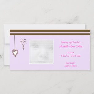 PInk Faire-part de bébé de coeur
