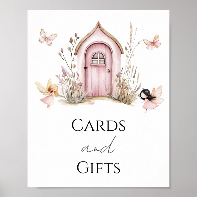 Pink Fairies Baby in Bloom Shower Cards and Gifts Poster (Front)