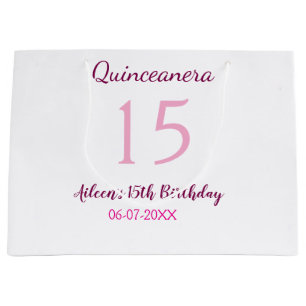 Pink fairy 15th birthday simple moder quinceanera  large gift bag